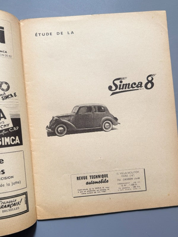 Revue Technique Automobile. Número spécial, Simca 8 - Junio de 1947