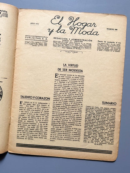 El hogar y la moda, nº895 - 5 de noviembre de 1931