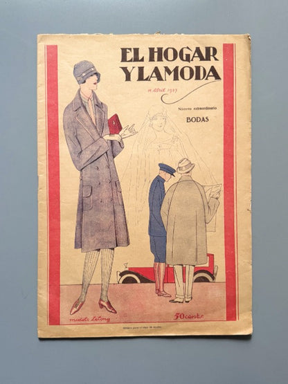 El hogar y la moda, nº733. Diseño portada Lucien Lelong. Especial bodas - 15 de abril de 1927