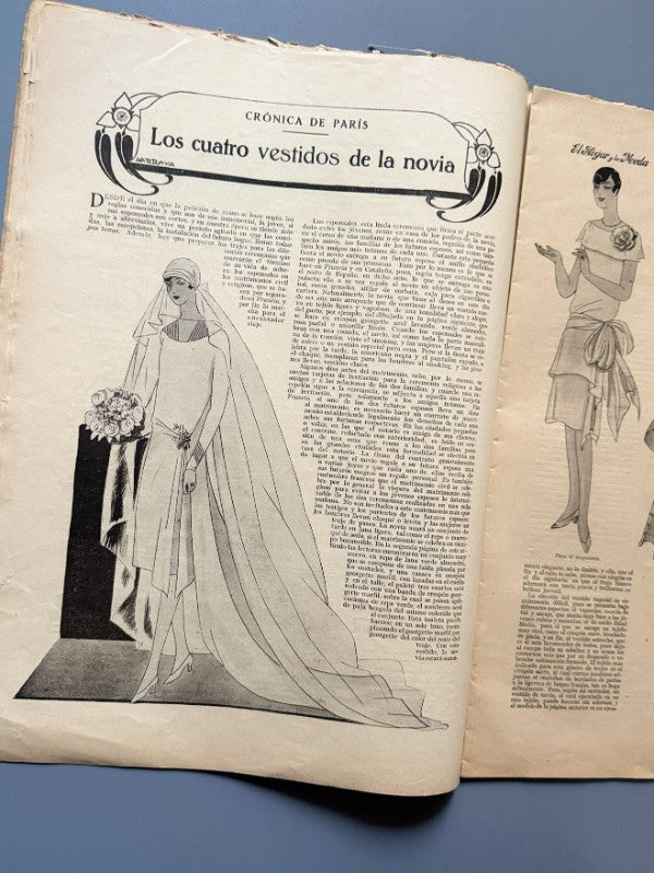 El hogar y la moda, nº733. Diseño portada Lucien Lelong. Especial bodas - 15 de abril de 1927