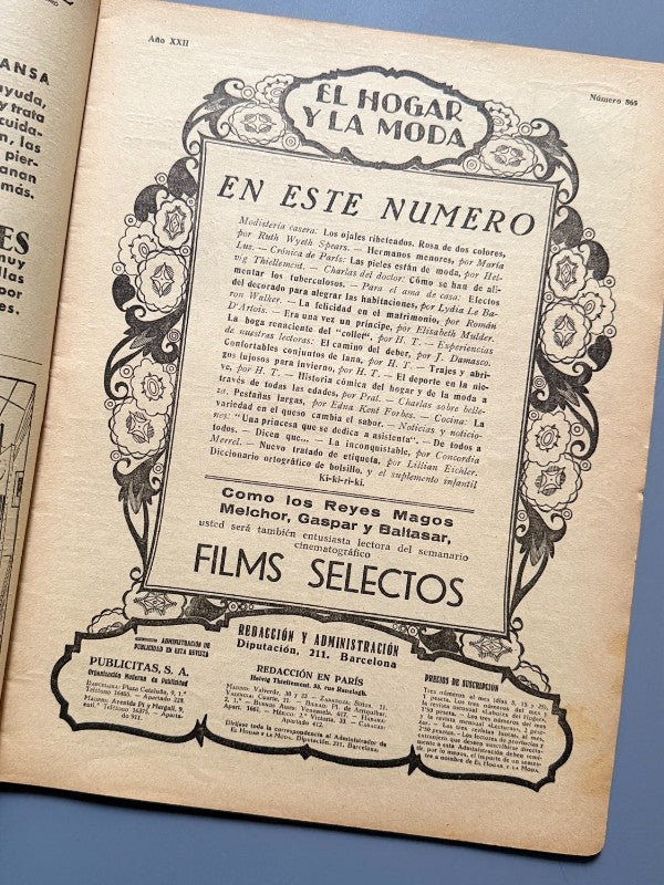 El hogar y la moda, nº865. Diseño portada Jenny Carré - 5 de enero de 1931