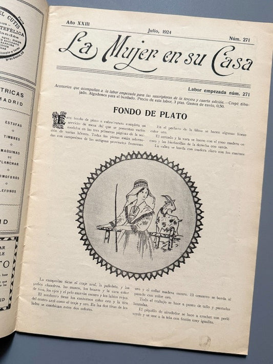 La mujer en su casa. Año XXIII, nº271 - Casa Editorial Bailly-Bailliere, julio 1924