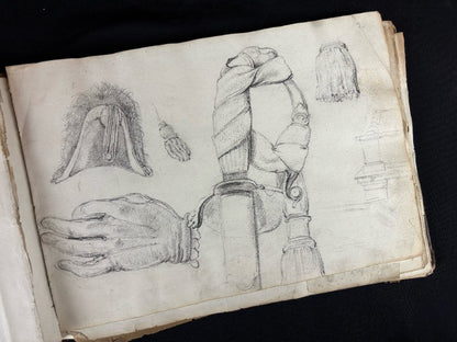 Antiguo e importante cuaderno de dibujos de pueblos y iglesias del siglo XIX (circa 1850)