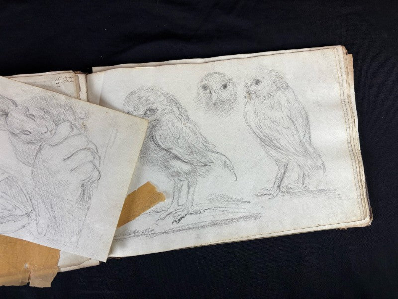 Antiguo e importante cuaderno de dibujos de pueblos y iglesias del siglo XIX (circa 1850)