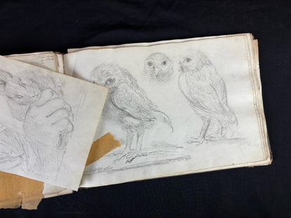 Antiguo e importante cuaderno de dibujos de pueblos y iglesias del siglo XIX (circa 1850)