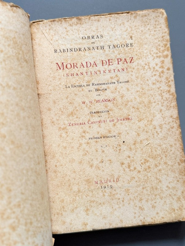 Obras de Rabindranath Tagore. Morada de paz. Traducción de Zenobia Camprubí - Madrid, 1919