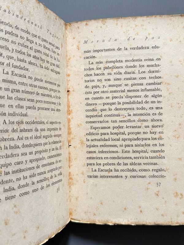 Obras de Rabindranath Tagore. Morada de paz. Traducción de Zenobia Camprubí - Madrid, 1919