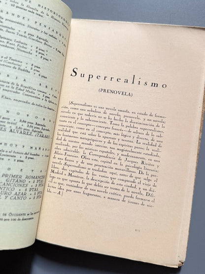 Revista de Occidente. Rosa Chacel (capítulo novela Teresa), Azorín - Año VII, nºLXXVII, 1929