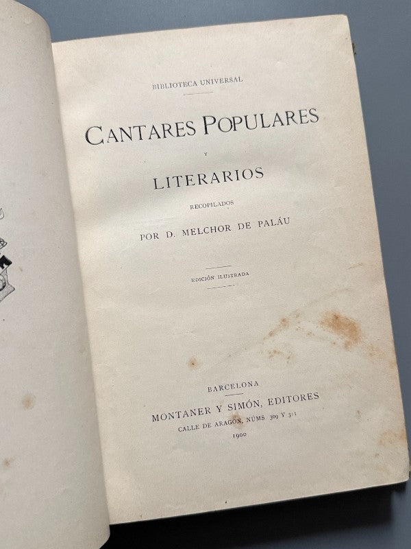 Cantares populares i literarios, Melchor de Palau - Montaner y Simón, 1900