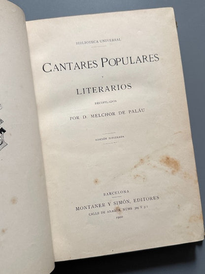 Cantares populares i literarios, Melchor de Palau - Montaner y Simón, 1900