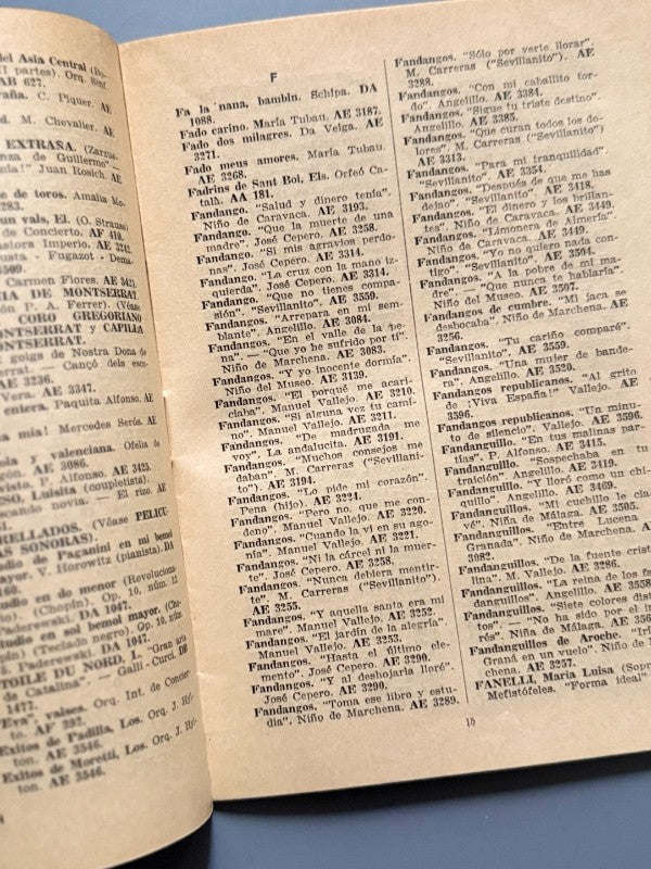 Recordatorio de discos "La voz de su amo". Catálogo - Compañía del Gramófono, julio de 1931