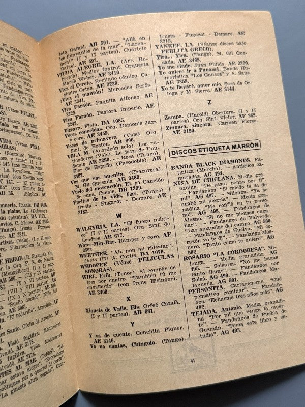 Recordatorio de discos "La voz de su amo". Catálogo - Compañía del Gramófono, julio de 1931