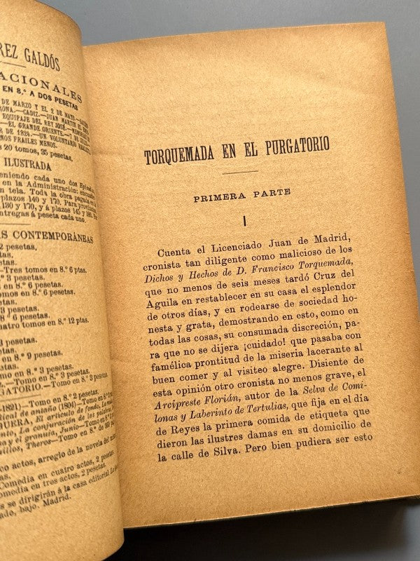 Torquemada en el purgatorio, Benito Pérez Galdós (1ª ed.) - La Guirnalda, 1894