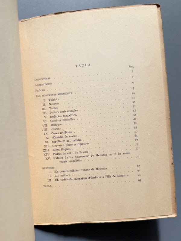 Els monuments megalítics a l'illa de Menorca, Josep Mascaró - Institut d'Estudis Catalans, 1958