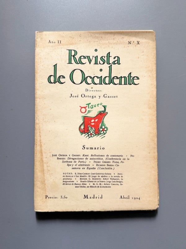 Revista de Occidente, Ramón Gómez de la Serna sobre Jorge Luis Borges - Año II, nº X, 1924