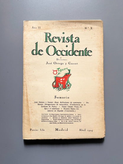 Revista de Occidente, Ramón Gómez de la Serna sobre Jorge Luis Borges - Año II, nº X, 1924