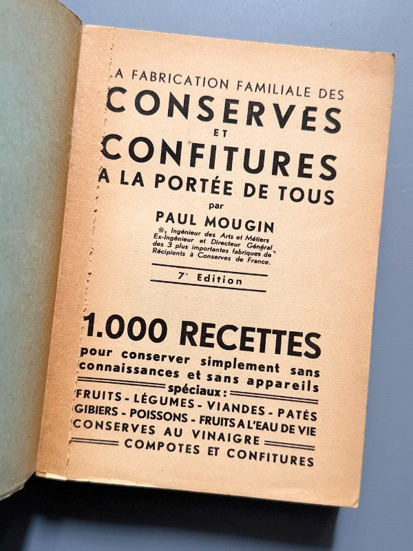 Conserves et confitures a la portee de tous, Paul Mougin - N. R. Money