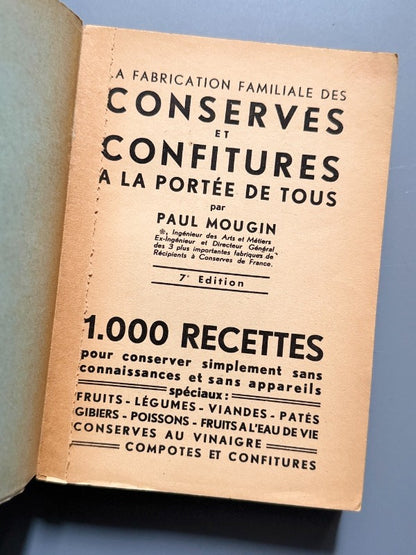 Conserves et confitures a la portee de tous, Paul Mougin - N. R. Money