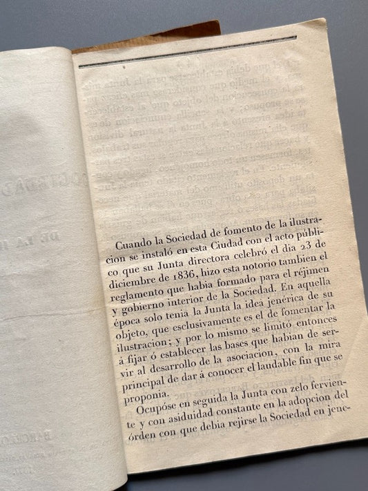 Reglamentos de la Sociedad de Fomento de la Ilustración - Imp. D. Antonio Bergnes, 1837