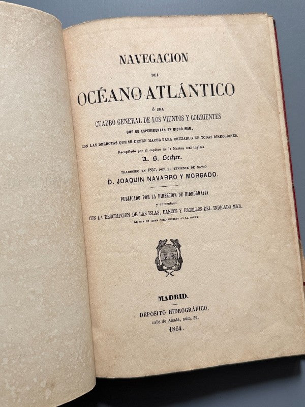 Navegación del océano atlántico, A. B. Becher - Depósito Hidrográfico, 1864