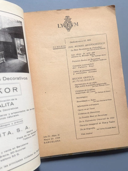 Lyceum. Extraordinario dedicado al Palacio Real. Año IV, nº31 - Mayo de 1924