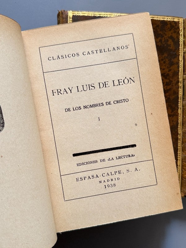 De los nombres de Cristo, Fray Luis de León (encuadernación Brugalla) - Espasa-Calpe S.A.