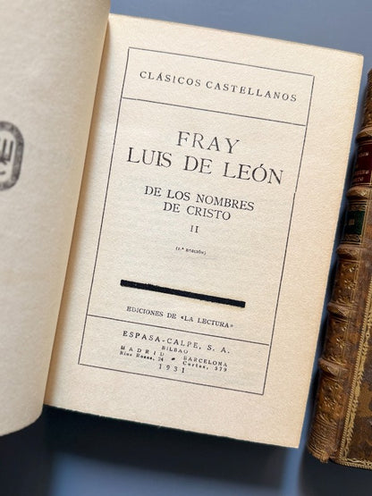 De los nombres de Cristo, Fray Luis de León (encuadernación Brugalla) - Espasa-Calpe S.A.