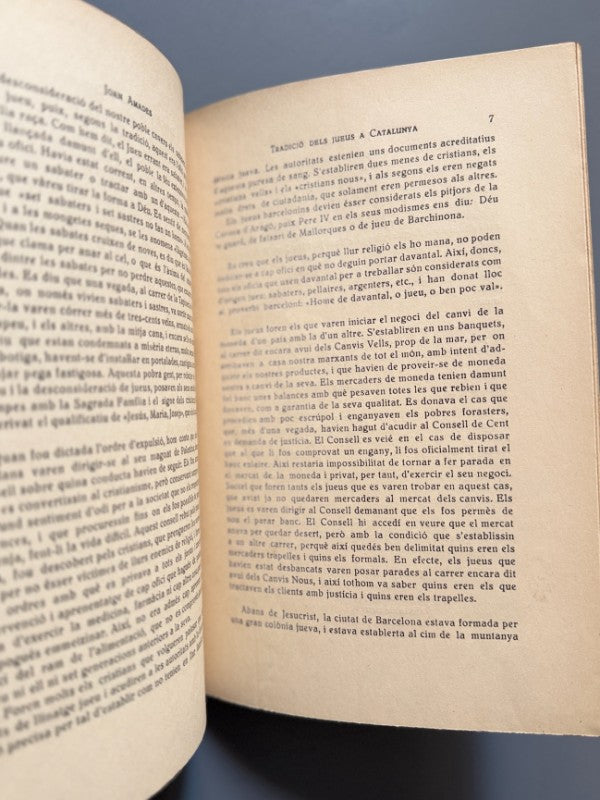 Tradició dels jueus a Catalunya, Joan Amades (encuadernación Brugalla) - Imp. Comas, 1933