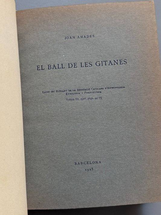 El ball de les gitanes, Joan Amades (encuadernación Brugalla) - Barcelona, 1925