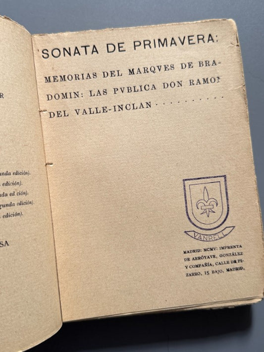 Sonata de Primavera, Ramón del Valle-Inclán - Imprenta de Arróyave, González y Compañía, 1905