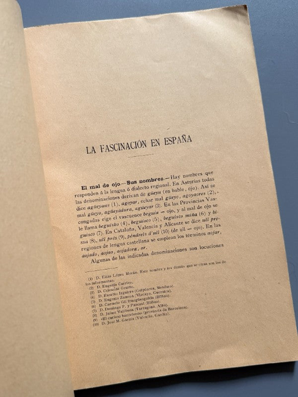 La Fascinación en España. Brujas - brujerías - amuletos, Rafael Salillas - Madrid, 1905