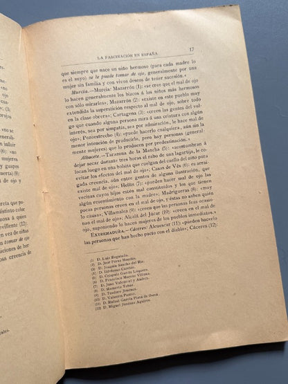 La Fascinación en España. Brujas - brujerías - amuletos, Rafael Salillas - Madrid, 1905