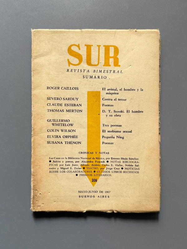 Revista Sur. Artículo de Alejandra Pizarnik. Susana Thénon, Elvira Orphée - nº306, mayo-junio 1967