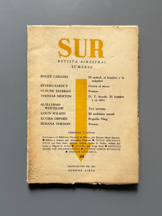 Revista Sur. Artículo de Alejandra Pizarnik. Susana Thénon, Elvira Orphée - nº306, mayo-junio 1967