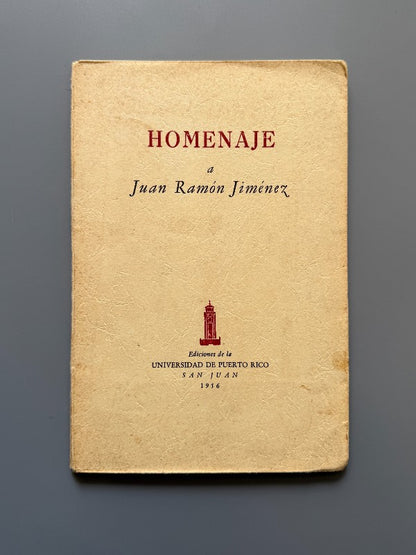 Homenaje a Juan Ramón Jiménez - Ediciones de la Universidad de Puerto Rico, 1956
