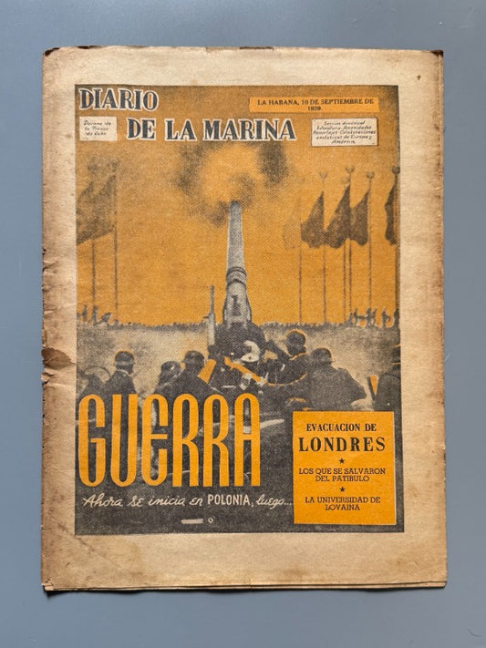 Diario de la Marina. Segunda Guerra Mundial - La Habana, 10 de septiembre de 1939