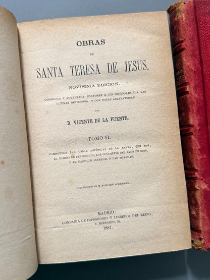 Obras de Santa Teresa de Jesús. Vicente de la Fuente - Madrid, 1881
