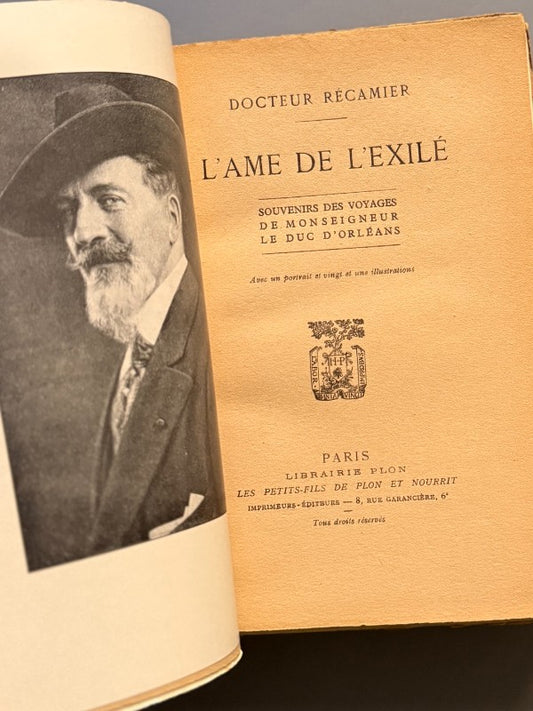 L'âme de l'exilé, Docteur Récamier - Libraire Plon, 1929