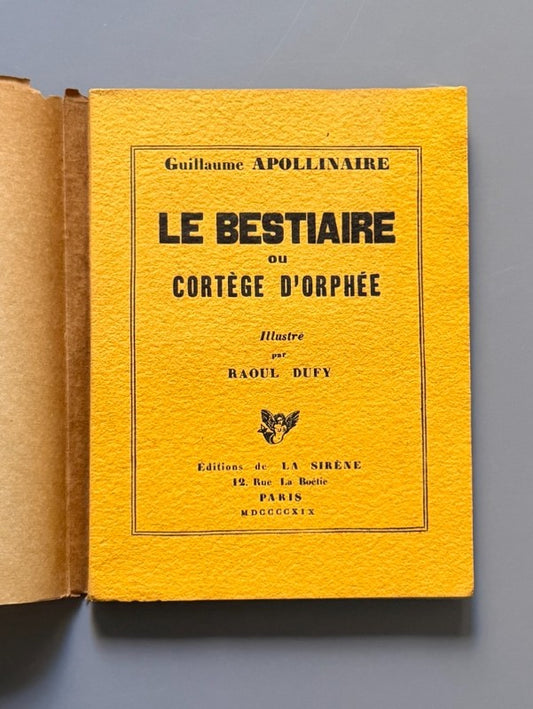 Le bestiaire ou cortège d'Orphée, Guillaume Apollinaire. Il. Raoul Dufy  - La Sirène, 1919