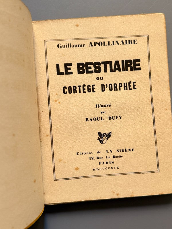 Le bestiaire ou cortège d'Orphée, Guillaume Apollinaire. Il. Raoul Dufy  - La Sirène, 1919