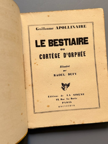 Le bestiaire ou cortège d'Orphée, Guillaume Apollinaire. Il. Raoul Dufy  - La Sirène, 1919