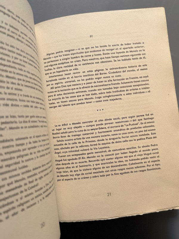 El escultor Manolo Hugué (ejemplar numerado) - Librería Editorial Argos, 1942