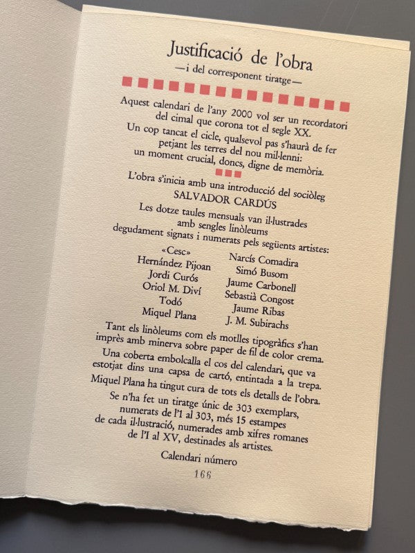 Calendari de l'any 2000. 12 mesos il.lustrats per 12 artistes - Subirachs, Cesc, Curós