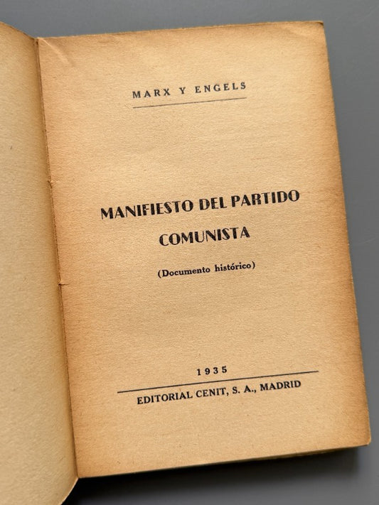 Manifiesto del partido comunista, Marx y Engels - Editorial Cenit, 1935