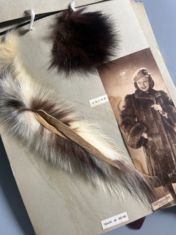 Catálogo de pieles y pelo natural para abrigo (muestras reales + fotografías de abrigos) - Años 40