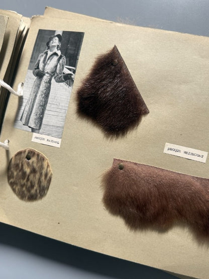 Catálogo de pieles y pelo natural para abrigo (muestras reales + fotografías de abrigos) - Años 40