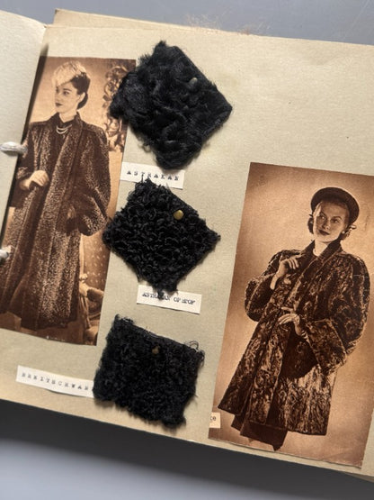 Catálogo de pieles y pelo natural para abrigo (muestras reales + fotografías de abrigos) - Años 40