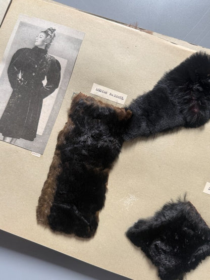 Catálogo de pieles y pelo natural para abrigo (muestras reales + fotografías de abrigos) - Años 40