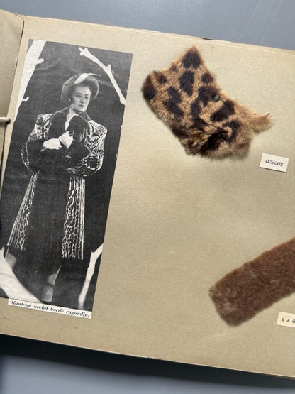Catálogo de pieles y pelo natural para abrigo (muestras reales + fotografías de abrigos) - Años 40