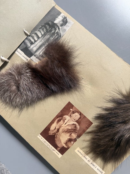 Catálogo de pieles y pelo natural para abrigo (muestras reales + fotografías de abrigos) - Años 40